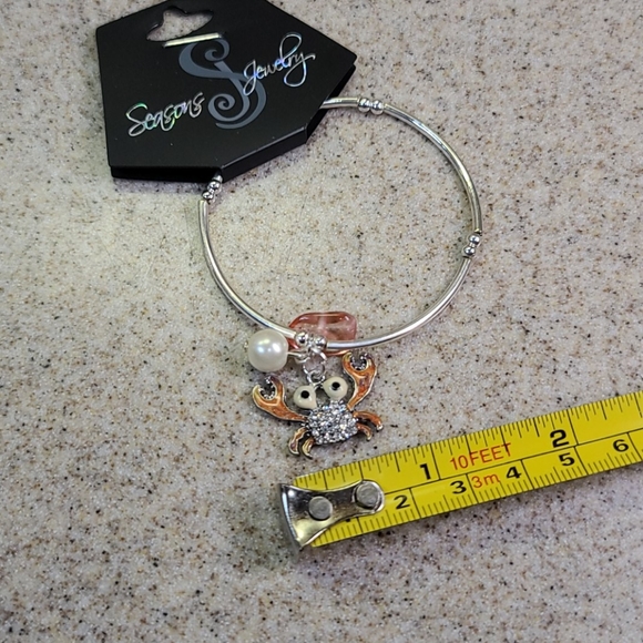 🦀 Crab Bracelet silver tone/Coral &pearl - Picture 8 of 8